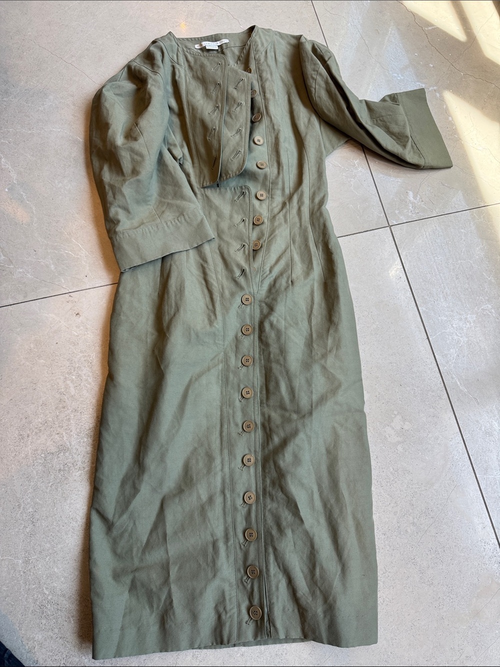 Stella McCartney Olive Green Button-Down Midi Dress